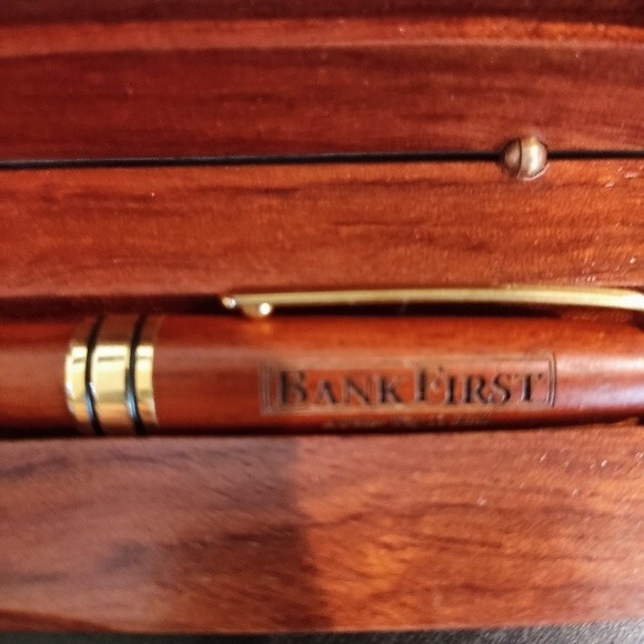 Vintage Wooden First Bank Pen with case - Picture 4 of 7